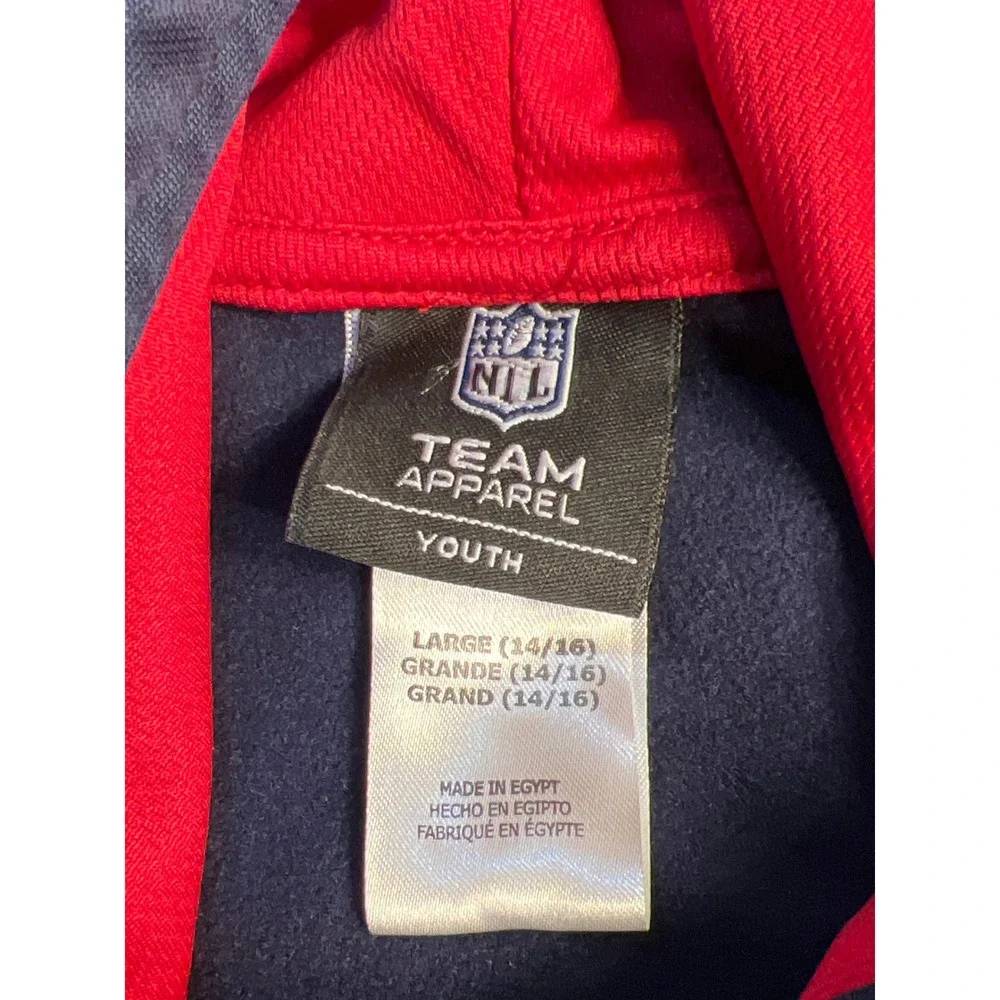 NFL Team Apparel New England Patriots Youth Large Hoodie Navy Grey Polyester